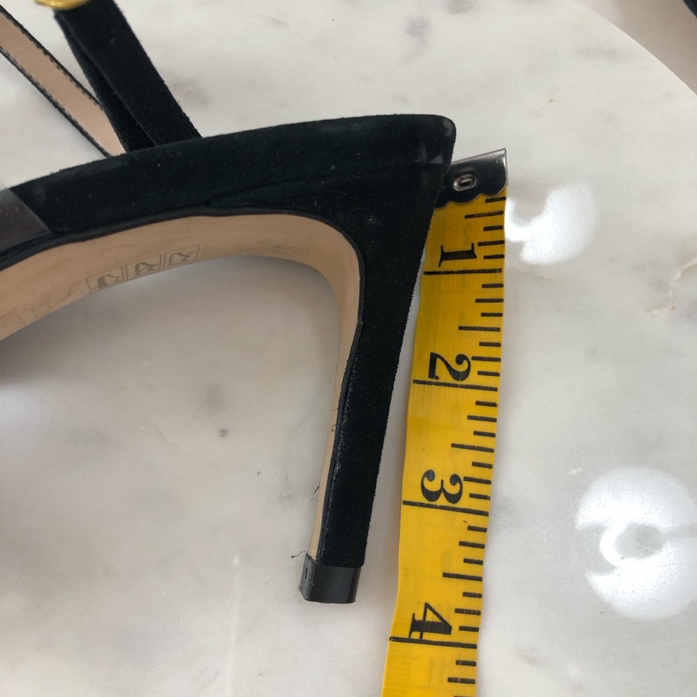 STUART WEITZMAN Mariposa Black Suede Leather Cutout High Heel Sandals - Picture 13 of 15